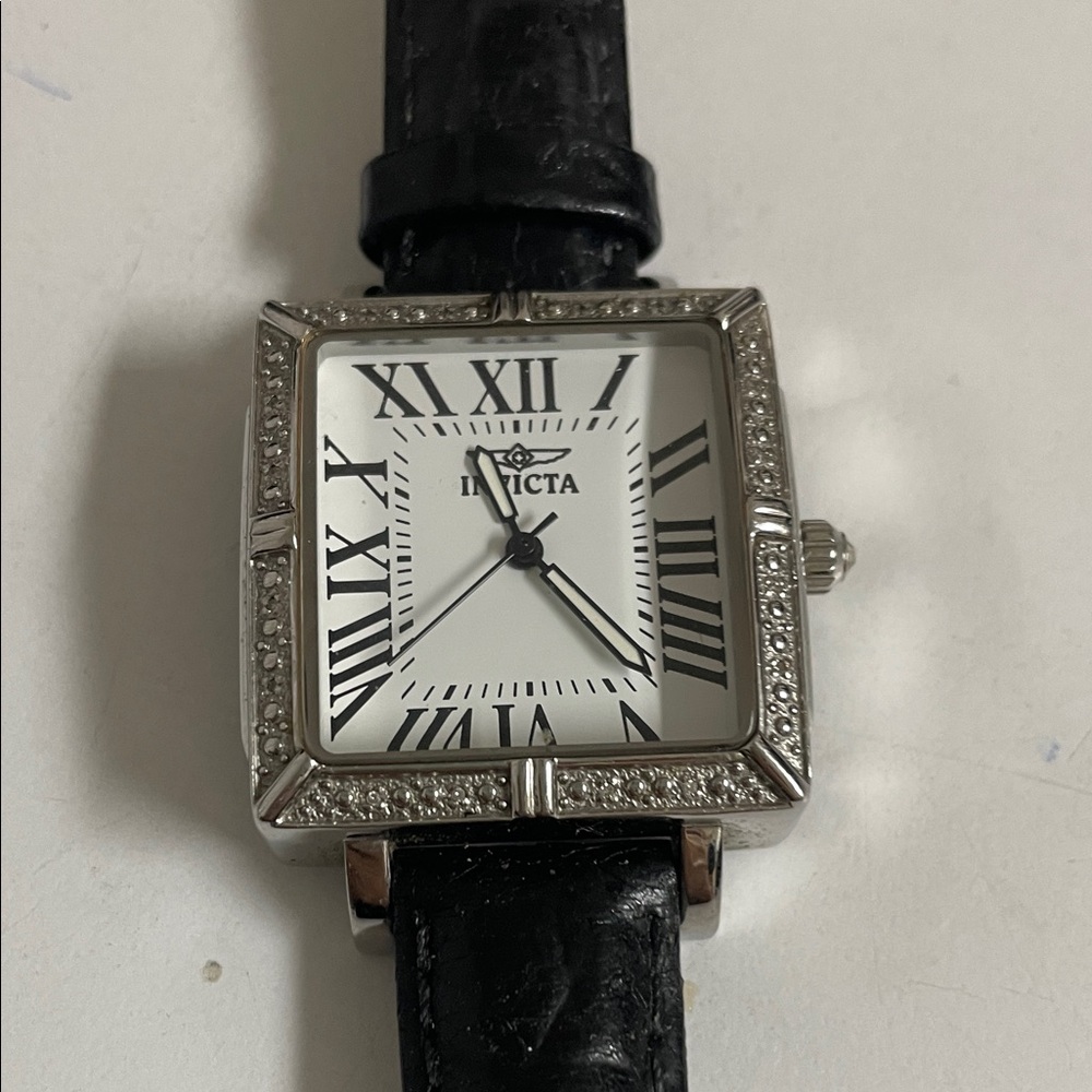 Invicta Silver Square Case Black Strap Women's Wa… - image 2